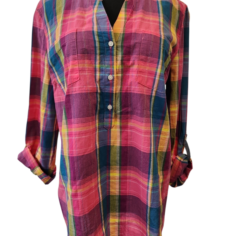 Colorful Plaid Button-Up Shirt